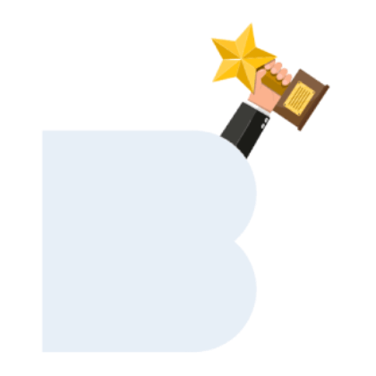 Animated GIF of a hand holding an award moving up and down