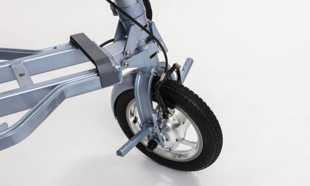 View of the eFOLDi MK1.5 scooter's front wheel