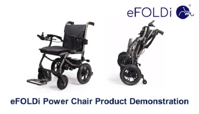 Product demonstration promotion image for the eFOLDi Powerchair