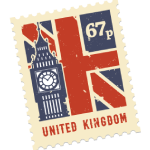 United Kingdom stamp with Big Ben costing 67p