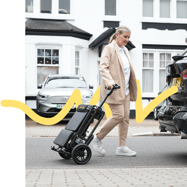 Woman pulling a scooter