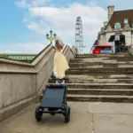 lady pulling scooter