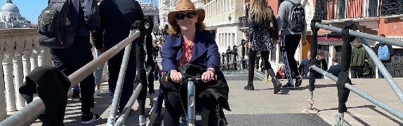 Danielle on her eFoldi scooter