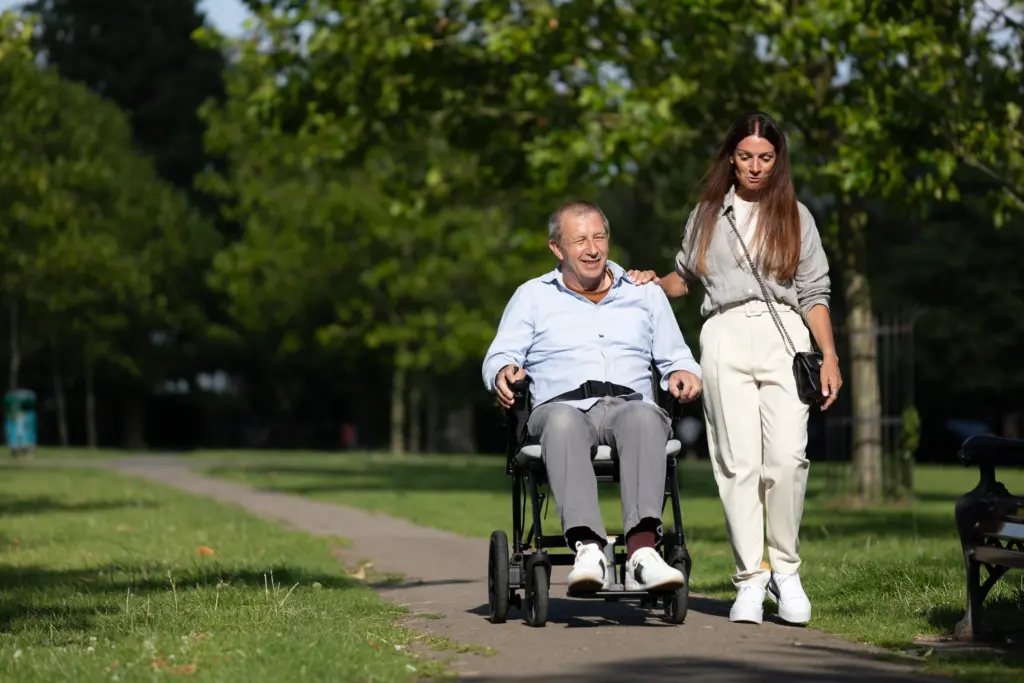 man and daughter in park